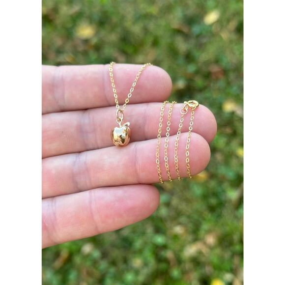 14K Gold Plated Necklace with Bronze Apple Charm - Picture 3 of 4
